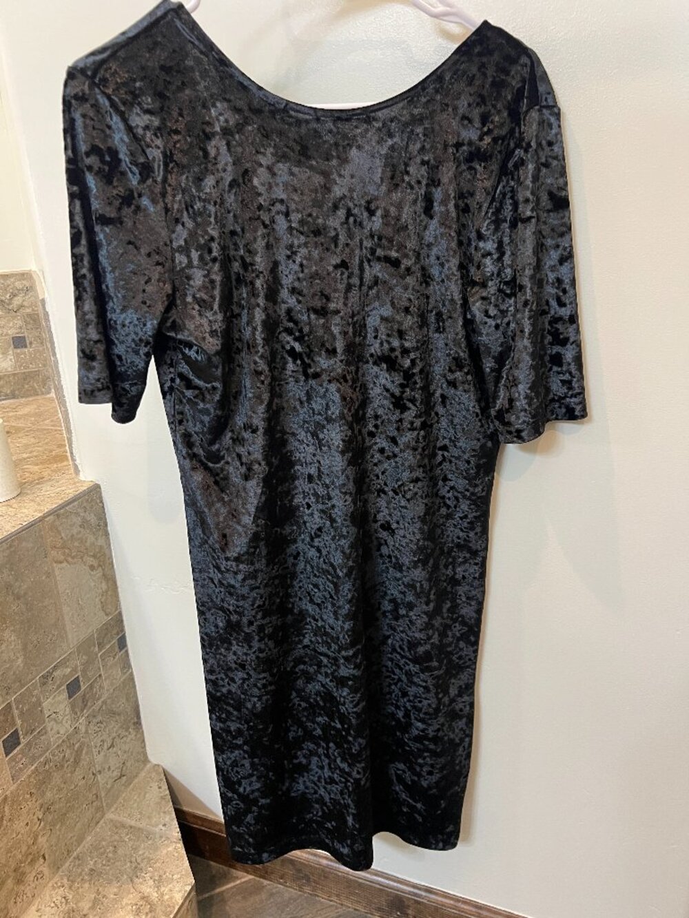 Frenchi Black Stretch Crushed Velvet Mini Dress (Nordstrom), Size L